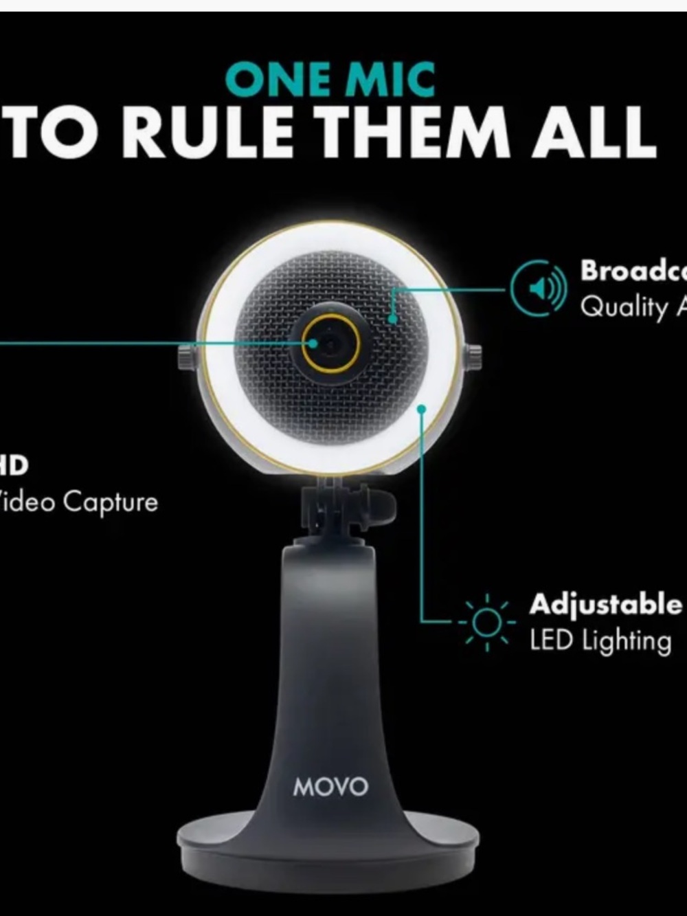 WebMic HD Pro - All-in-One Streaming Webcam, Microphone and LED Ring Light - Picture 7 of 10